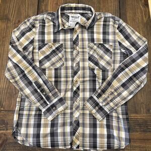 Men’s Large Levi Strauss Two Horses White Label Plaid Button Down Shirt, Pockets